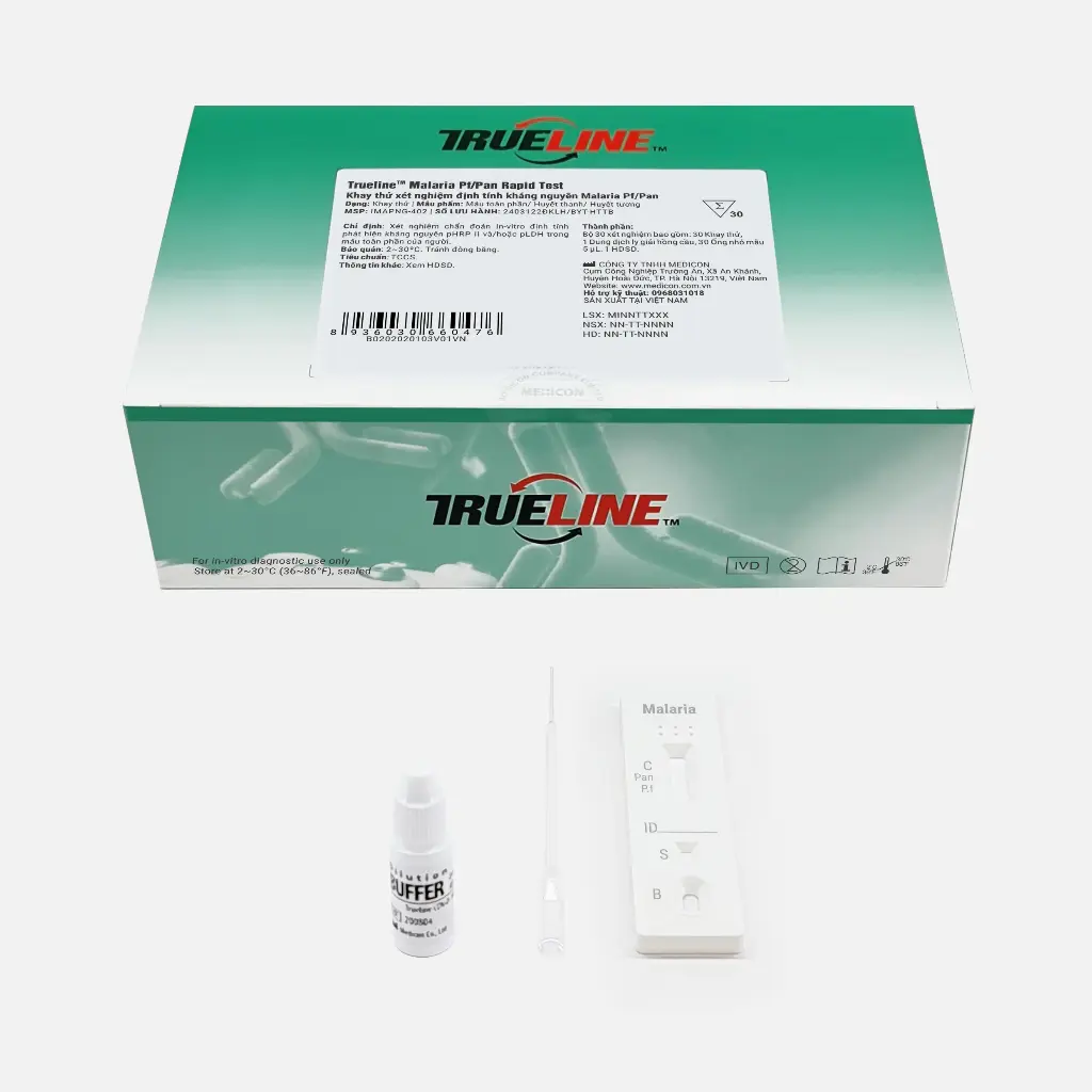 Khay thử xét nghiệm định tính kháng nguyên Malaria Pf/Pan [Trueline™ Malaria Pf/Pan Ag Rapid Test]
