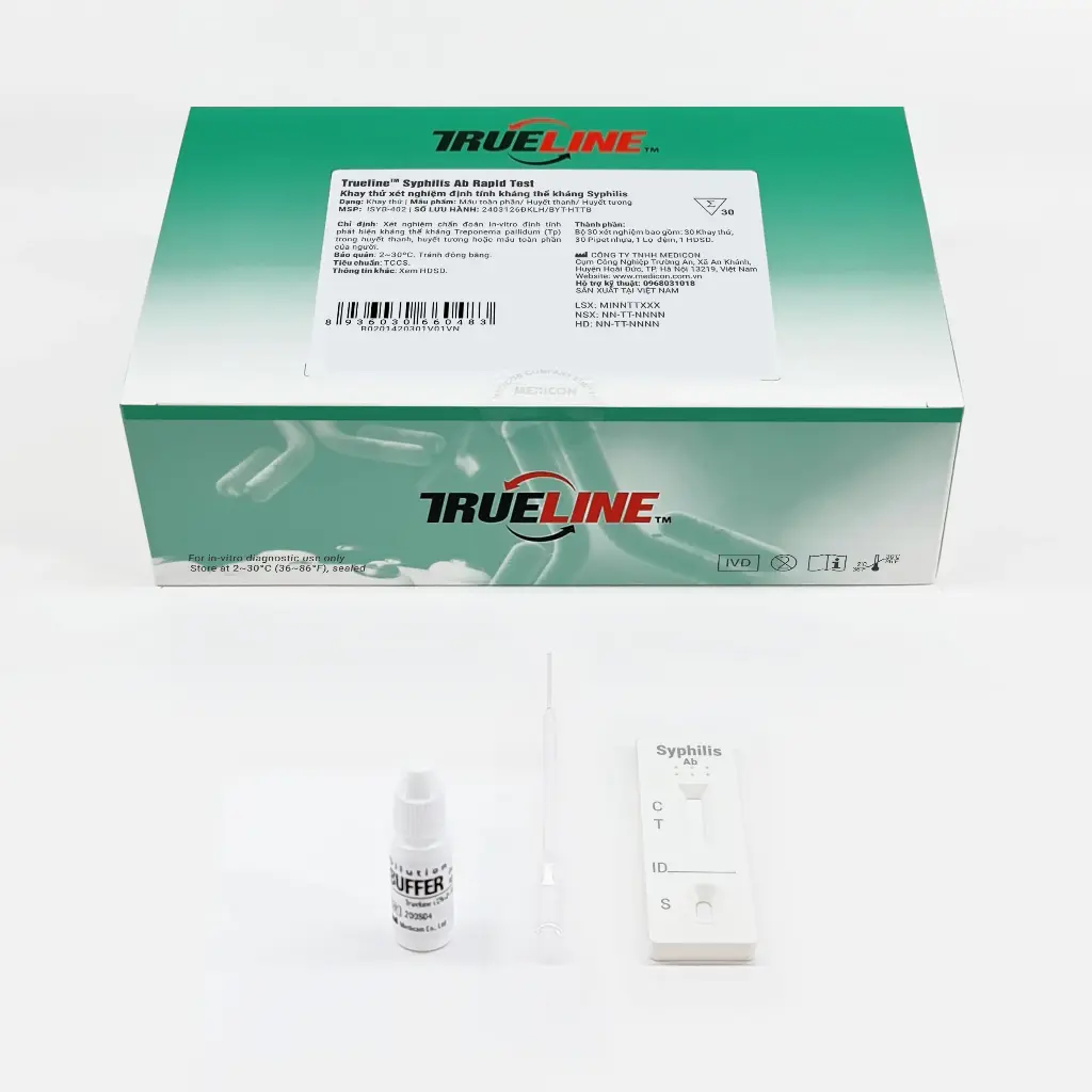 Khay thử xét nghiệm định tính kháng thể kháng Syphilis [Trueline™ Syphilis Ab Rapid Test]