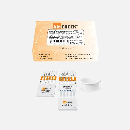 Panel thử xét nghiệm định tính Ketamine, Ecstasy, Methamphetamine, Morphine và Marijuana [Biocheck™ Multi-Drug Rapid Test Panel (KET/MDMA/MET/MOP/THC)]