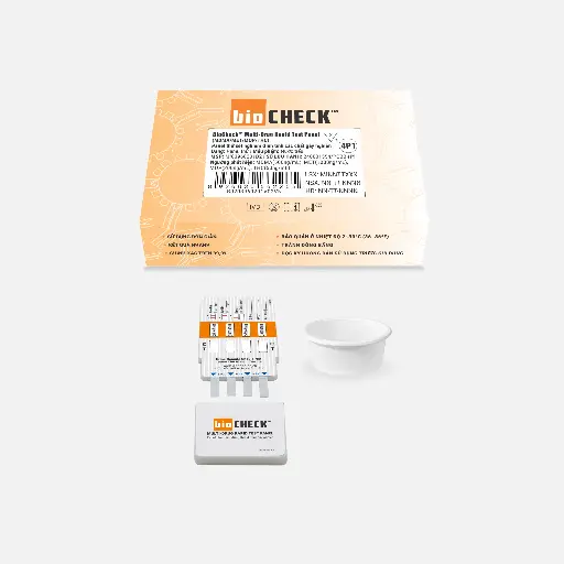 Panel thử xét nghiệm định tính Ecstasy, Methamphetamine, Morphine và Marijuana [Biocheck™ Multi-Drug Rapid Test Panel (MDMA/MET/MOP/THC)]